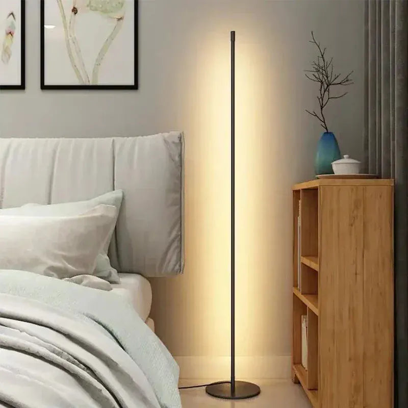 Verthara Premium Modern LED Floor Lamp - Standing Design - Adjustable Brightness - Black Aluminium - Minimalist Style - Ideal For Living Room