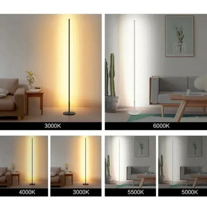 Verthara Premium Modern LED Floor Lamp - Standing Design - Adjustable Brightness - Black Aluminium - Minimalist Style - Ideal For Living Room