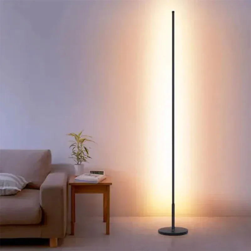 Verthara Premium Modern LED Floor Lamp - Standing Design - Adjustable Brightness - Black Aluminium - Minimalist Style - Ideal For Living Room Dimming Switch / B White