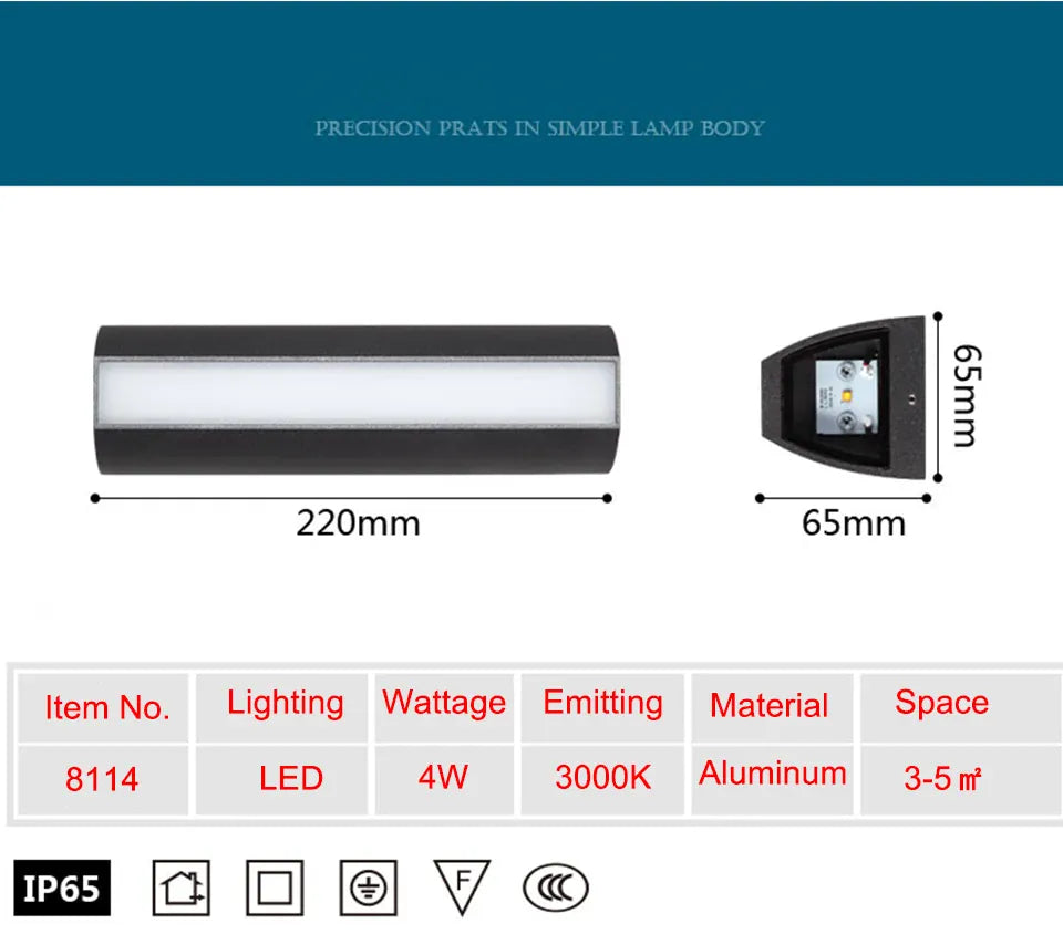 Verthara Premium Modern LED Outdoor Wall Light IP65