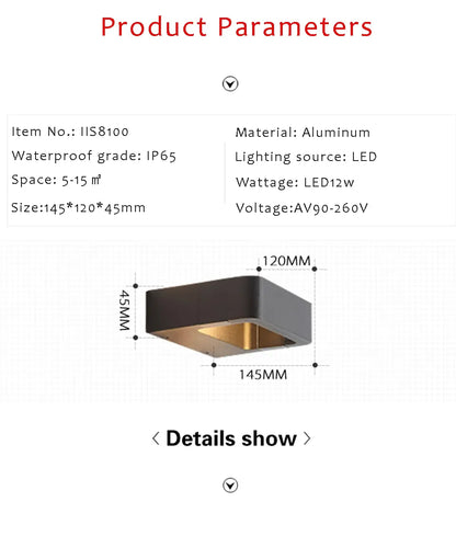 Verthara Premium Modern LED Outdoor Wall Light IP65 Dimmable