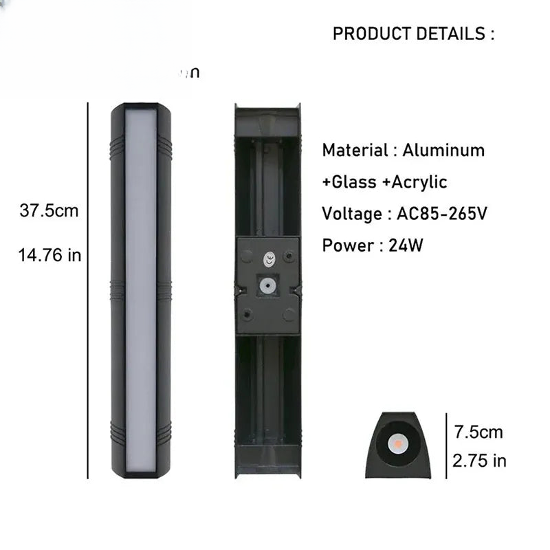 Verthara Premium Modern LED Outdoor Wall Light IP65 Dimmable Black