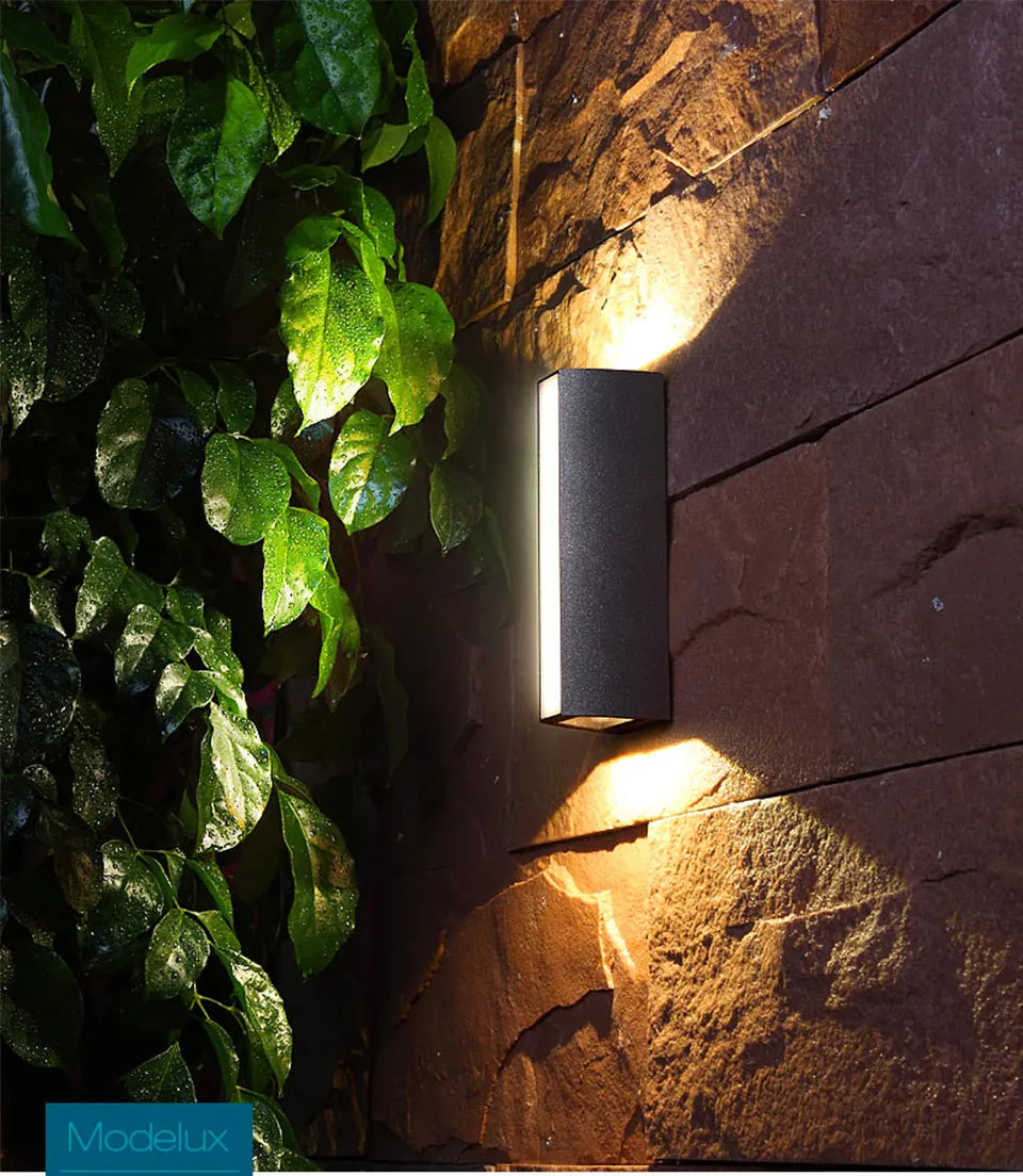 Verthara Premium Modern LED Outdoor Wall Light IP65 Dimmable Black