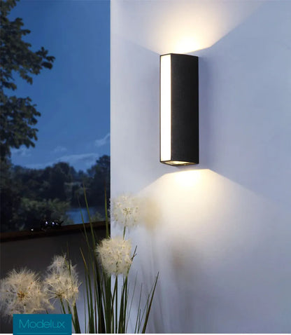 Verthara Premium Modern LED Outdoor Wall Light IP65 Dimmable Black