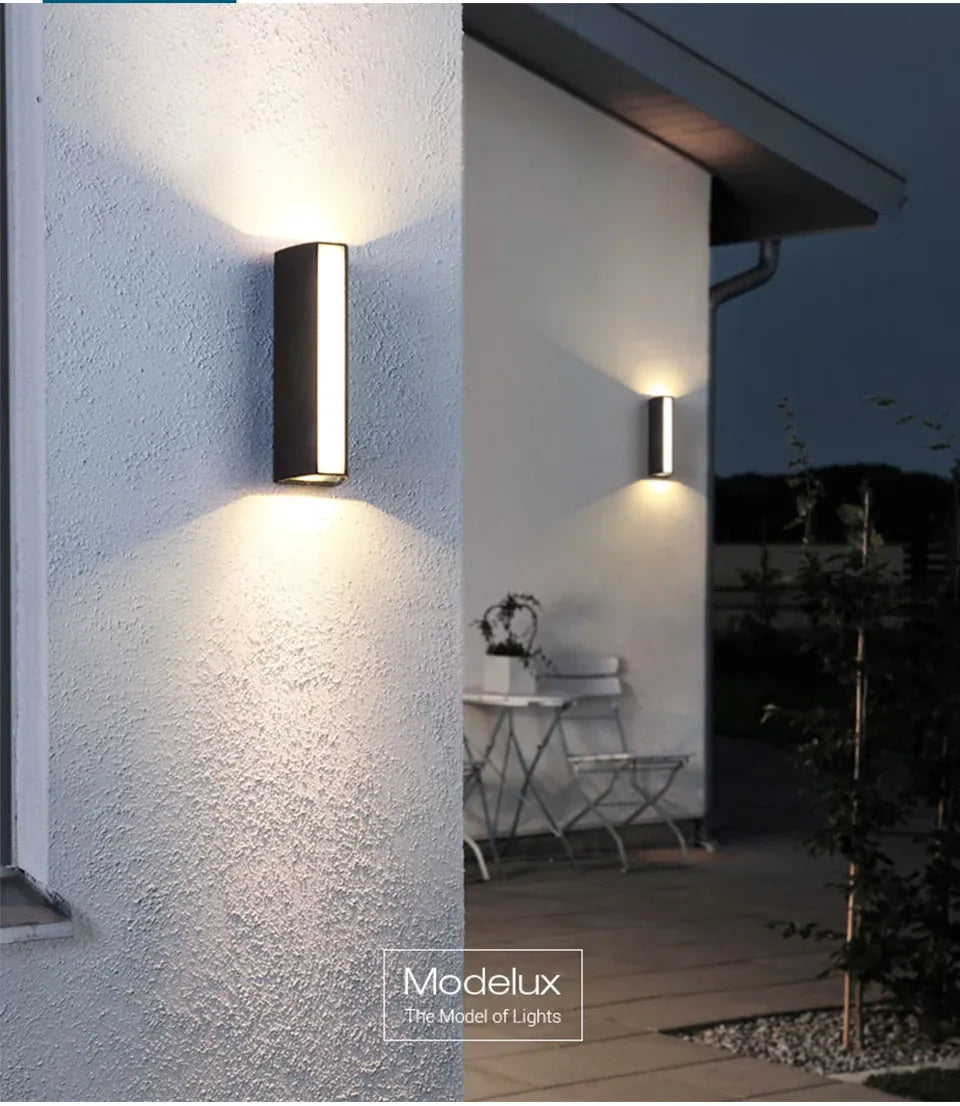 Verthara Premium Modern LED Outdoor Wall Light IP65 Dimmable Black