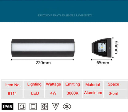 Verthara Premium Modern LED Outdoor Wall Light IP65 Dimmable Black