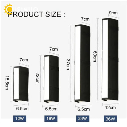 Verthara Premium Modern LED Outdoor Wall Light IP65 Dimmable Black