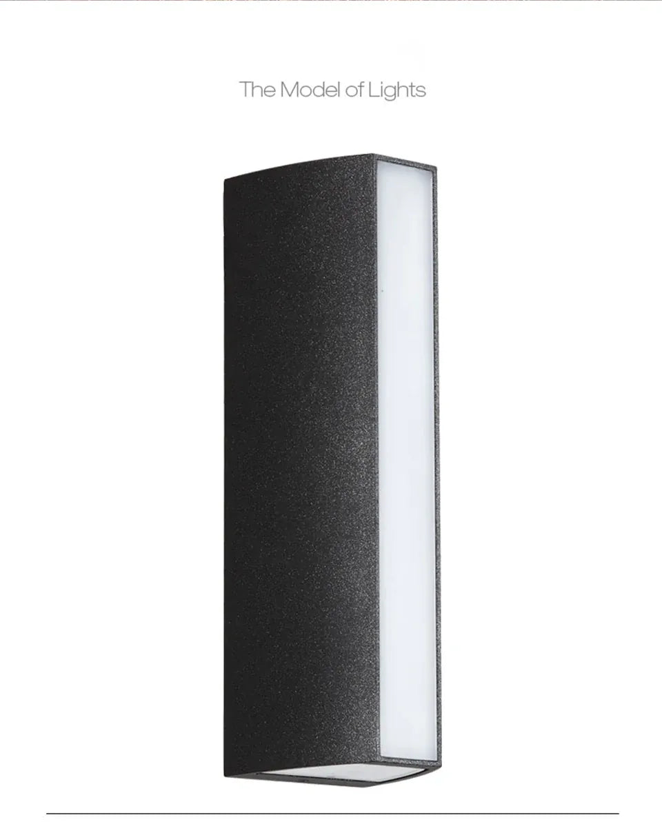 Verthara Premium Modern LED Outdoor Wall Light IP65 Dimmable Black