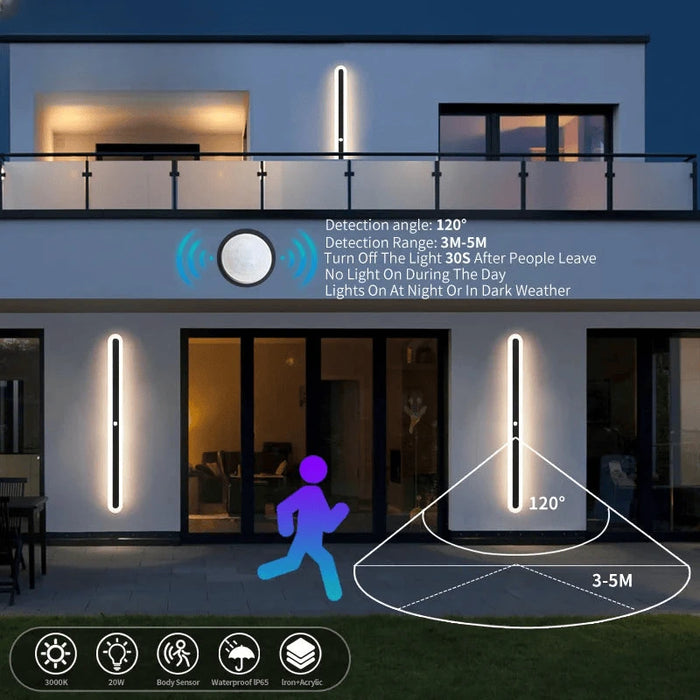 Verthara Premium Modern LED Outdoor Wall Light with Motion Sensor