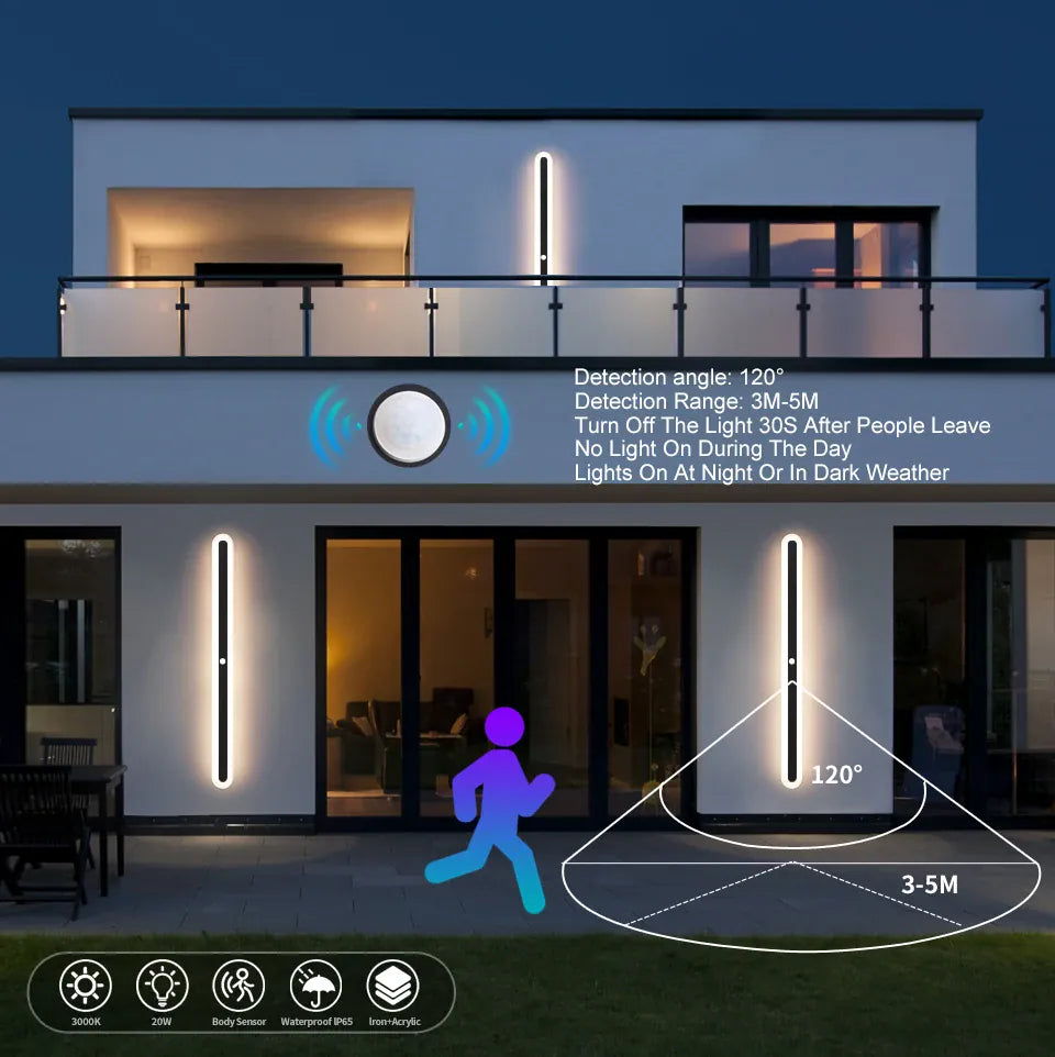 Verthara Premium Modern LED Outdoor Wall Light with Motion Sensor