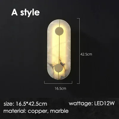 Verthara Premium Modern LED Wall Light With Wall Mount – Copper And Marble Finish - Minimalist Design - Indoor Use - Stylish Bedside Sconce