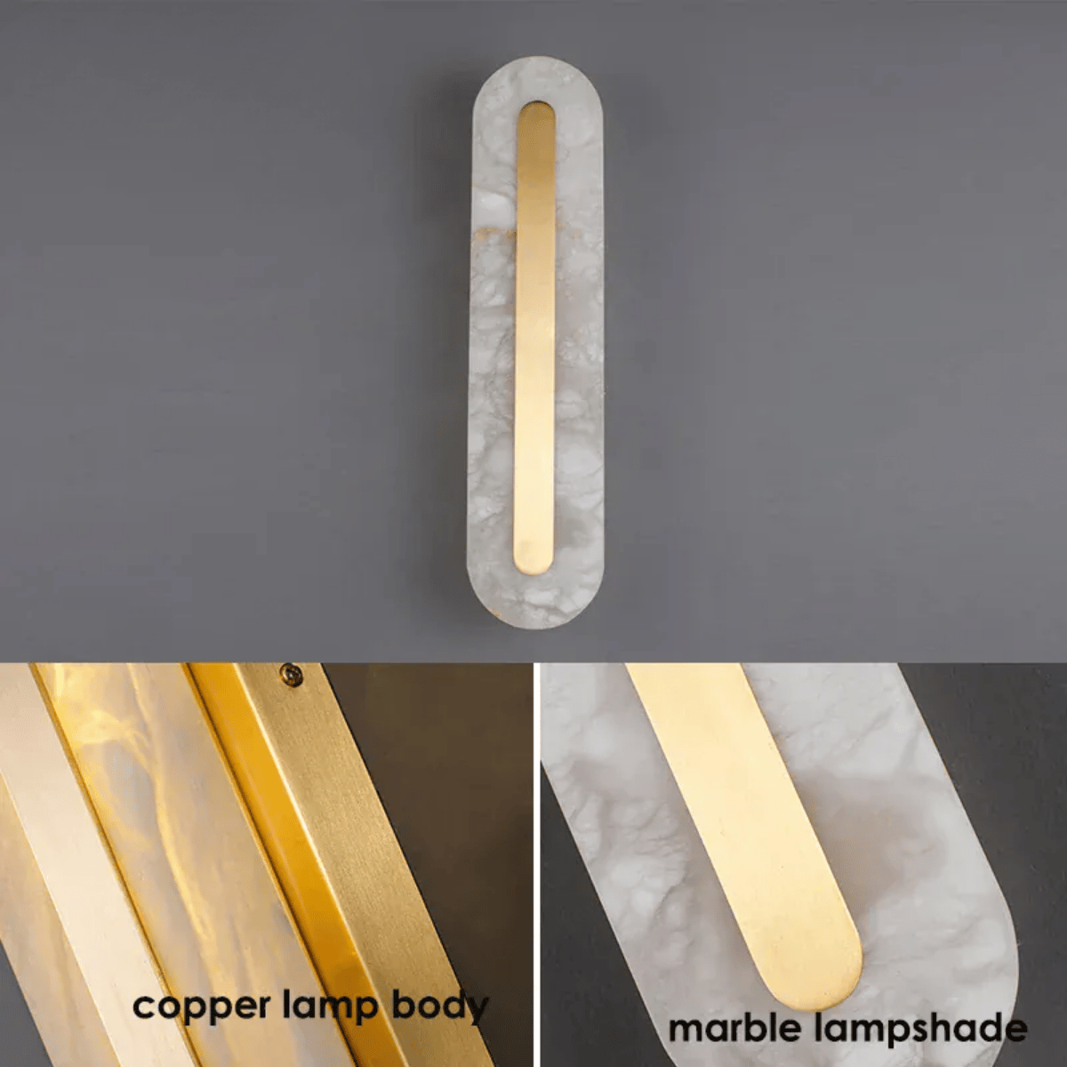 Verthara Premium Modern LED Wall Light With Wall Mount – Copper And Marble Finish - Minimalist Design - Indoor Use - Stylish Bedside Sconce