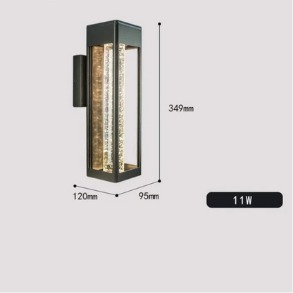 Verthara Premium Modern Outdoor Wall Lamp with Crystal Bubble Glass – 11W LED, IP65 Waterproof Exterior Wall Light for Garden and Entryway