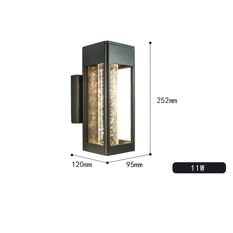 Verthara Premium Modern Outdoor Wall Lamp with Crystal Bubble Glass – 11W LED, IP65 Waterproof Exterior Wall Light for Garden and Entryway