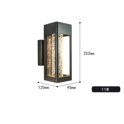 Verthara Premium Modern Outdoor Wall Lamp with Crystal Bubble Glass – 11W LED, IP65 Waterproof Exterior Wall Light for Garden and Entryway