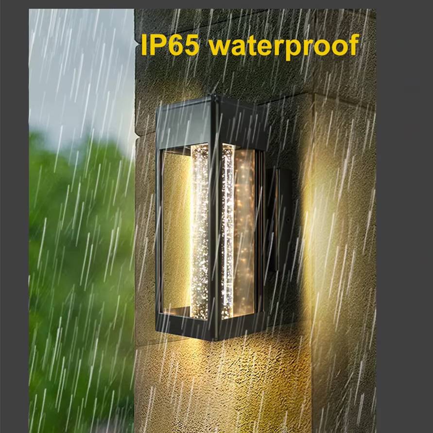 Verthara Premium Modern Outdoor Wall Lamp with Crystal Bubble Glass – 11W LED, IP65 Waterproof Exterior Wall Light for Garden and Entryway