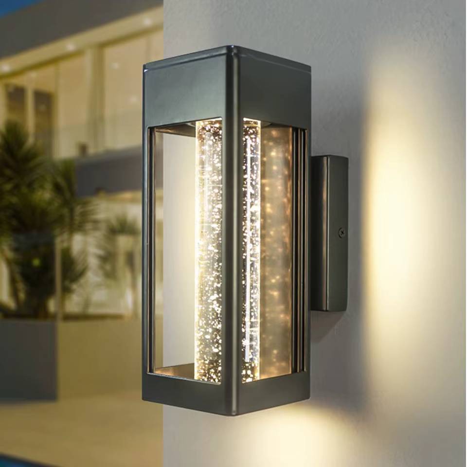 Verthara Premium Modern Outdoor Wall Lamp with Crystal Bubble Glass – 11W LED, IP65 Waterproof Exterior Wall Light for Garden and Entryway