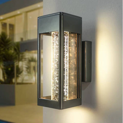 Verthara Premium Modern Outdoor Wall Lamp with Crystal Bubble Glass – 11W LED, IP65 Waterproof Exterior Wall Light for Garden and Entryway