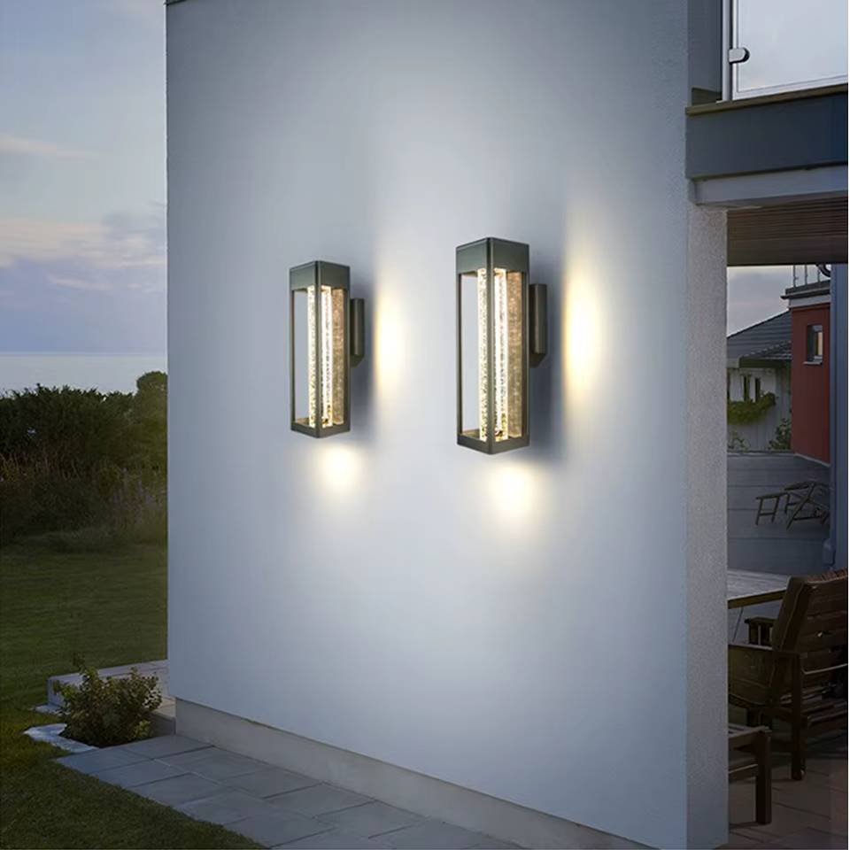 Verthara Premium Modern Outdoor Wall Lamp with Crystal Bubble Glass – 11W LED, IP65 Waterproof Exterior Wall Light for Garden and Entryway