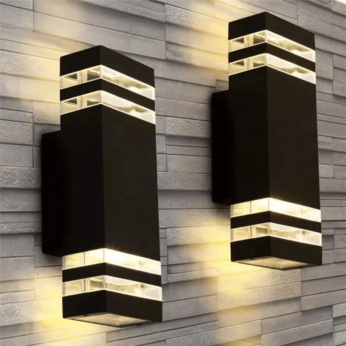 Verthara Premium Modern Outdoor Wall Light - Waterproof Sconce - LED - Square Shape - IP65 Rated - Ideal for Balconies - Garden Wall Lights Warm white / F / E27 Base