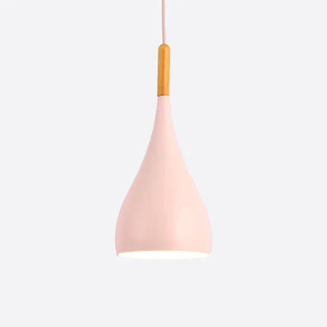 Verthara Premium Modern Pendant Light - Hanging Fixture - E27 - Solid Wood - Adjustable Height - Nordic Style - Ideal For Kitchen Island Lighting A style pink / White power cord