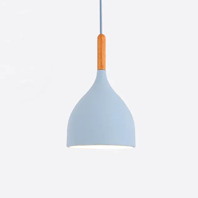 Verthara Premium Modern Pendant Light - Hanging Fixture - E27 - Solid Wood - Adjustable Height - Nordic Style - Ideal For Kitchen Island Lighting B style blue / White power cord