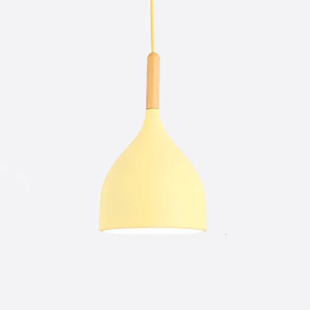 Verthara Premium Modern Pendant Light - Hanging Fixture - E27 - Solid Wood - Adjustable Height - Nordic Style - Ideal For Kitchen Island Lighting B style yellow / White power cord