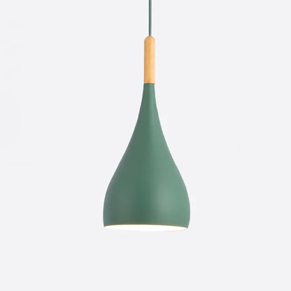 Verthara Premium Modern Pendant Light - Hanging Fixture - E27 - Solid Wood - Adjustable Height - Nordic Style - Ideal For Kitchen Island Lighting A style green / Black power cord
