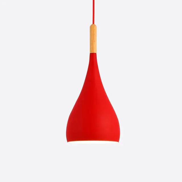 Verthara Premium Modern Pendant Light - Hanging Fixture - E27 - Solid Wood - Adjustable Height - Nordic Style - Ideal For Kitchen Island Lighting A style Red / White power cord