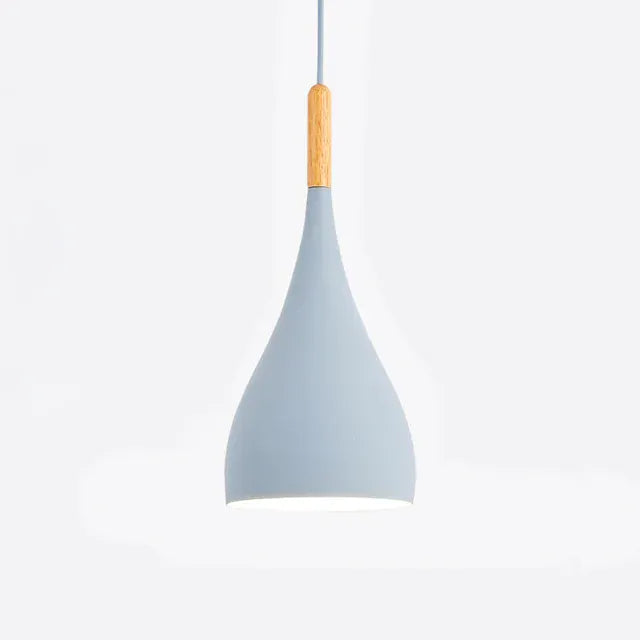 Verthara Premium Modern Pendant Light - Hanging Fixture - E27 - Solid Wood - Adjustable Height - Nordic Style - Ideal For Kitchen Island Lighting A style blue / White power cord