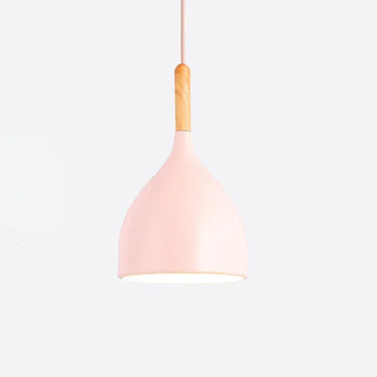 Verthara Premium Modern Pendant Light - Hanging Fixture - E27 - Solid Wood - Adjustable Height - Nordic Style - Ideal For Kitchen Island Lighting B style pink / Black power cord