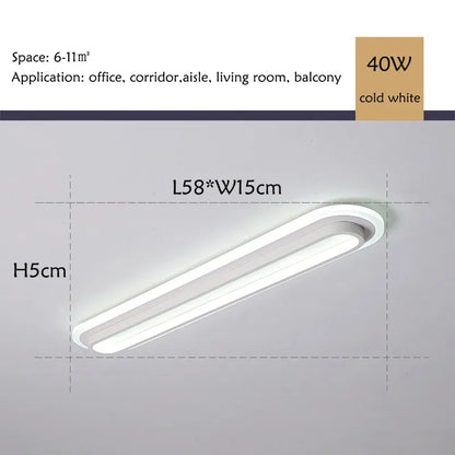 Verthara Premium Modern Slim LED Strip Ceiling Light Dimmable 58x15 cold white / black color