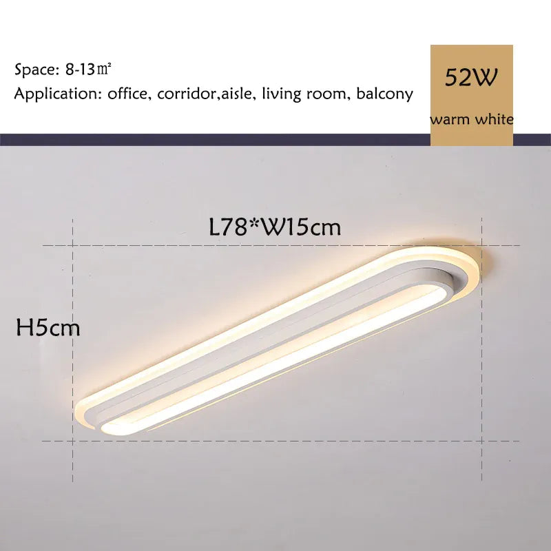 Verthara Premium Modern Slim LED Strip Ceiling Light Dimmable 78x15 warm white / black color