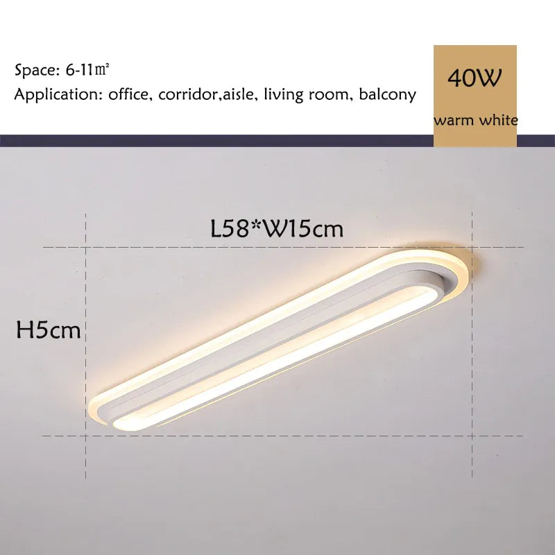 Verthara Premium Modern Slim LED Strip Ceiling Light Dimmable 58x15  warm white / black color