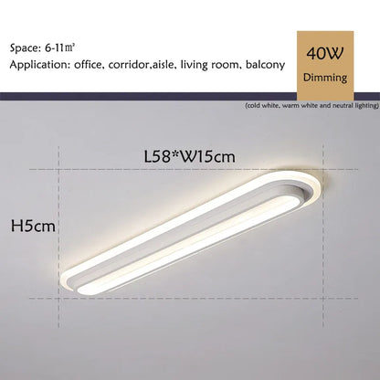 Verthara Premium Modern Slim LED Strip Ceiling Light Dimmable 58x15 changable / black color