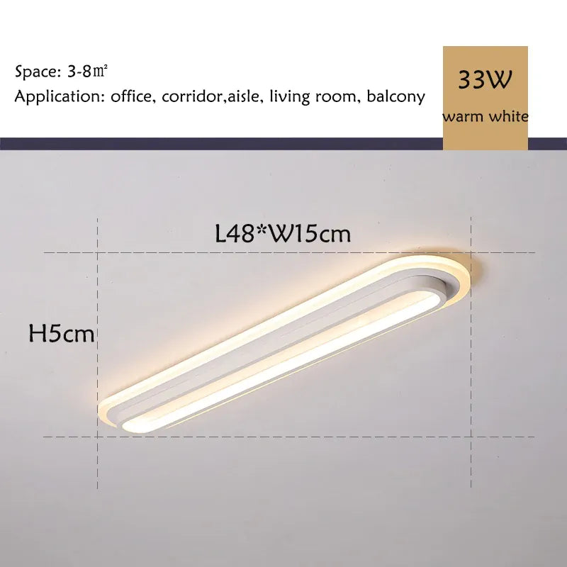 Verthara Premium Modern Slim LED Strip Ceiling Light Dimmable 48x15 warm white / black color
