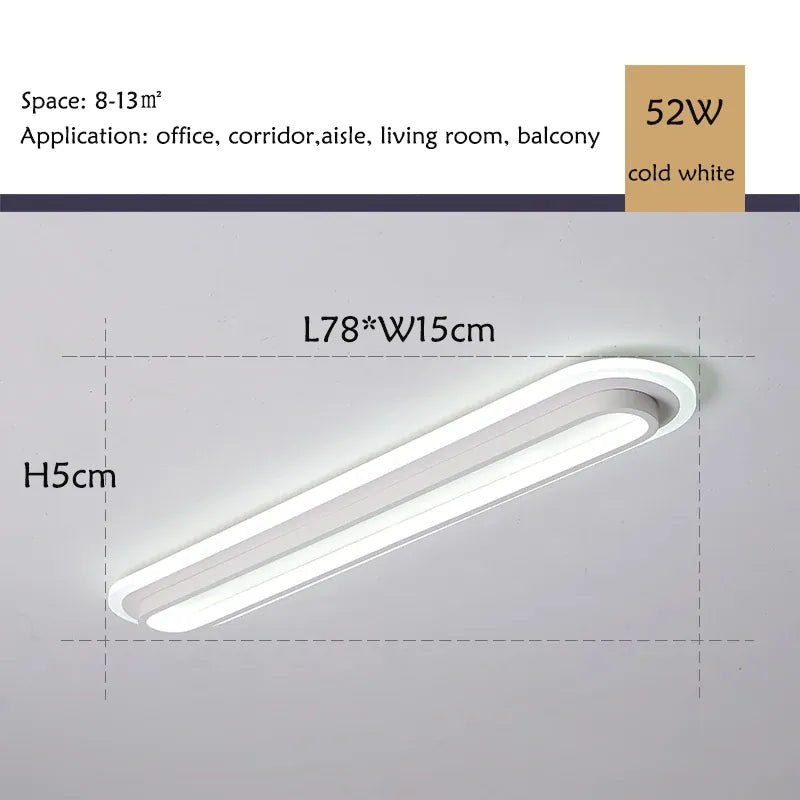 Verthara Premium Modern Slim LED Strip Ceiling Light Dimmable 78x15 cold white / black color