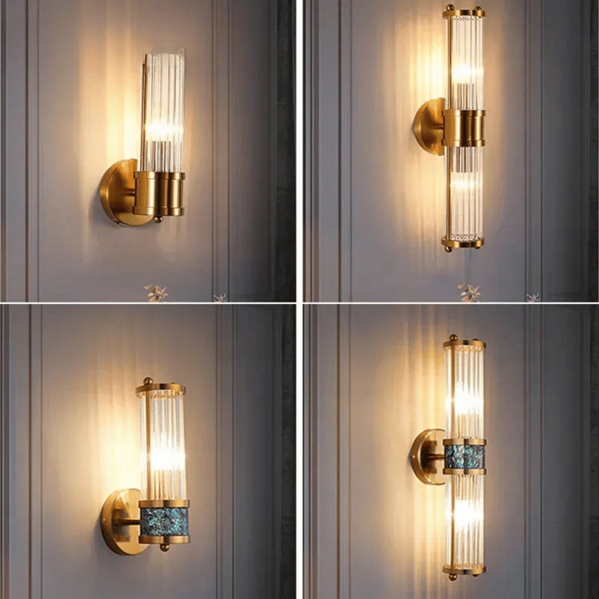 Verthara Premium Modern Wall Light With Gold Plated Finish – E14 LED Compatible - Clear Crystal - Adjustable Warm/White Light - Indoor Wall Sconce