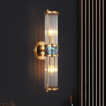 Verthara Premium Modern Wall Light With Gold Plated Finish – E14 LED Compatible - Clear Crystal - Adjustable Warm/White Light - Indoor Wall Sconce