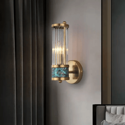 Verthara Premium Modern Wall Light With Gold Plated Finish – E14 LED Compatible - Clear Crystal - Adjustable Warm/White Light - Indoor Wall Sconce Cool White(5500-7000K) / B 2 heads H50cm