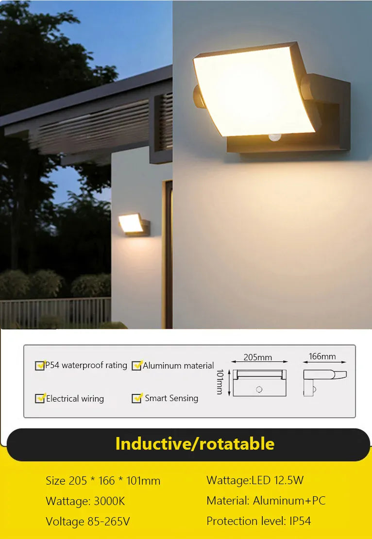 Verthara Premium Motion Sensor Outdoor LED Wall Light with sensor