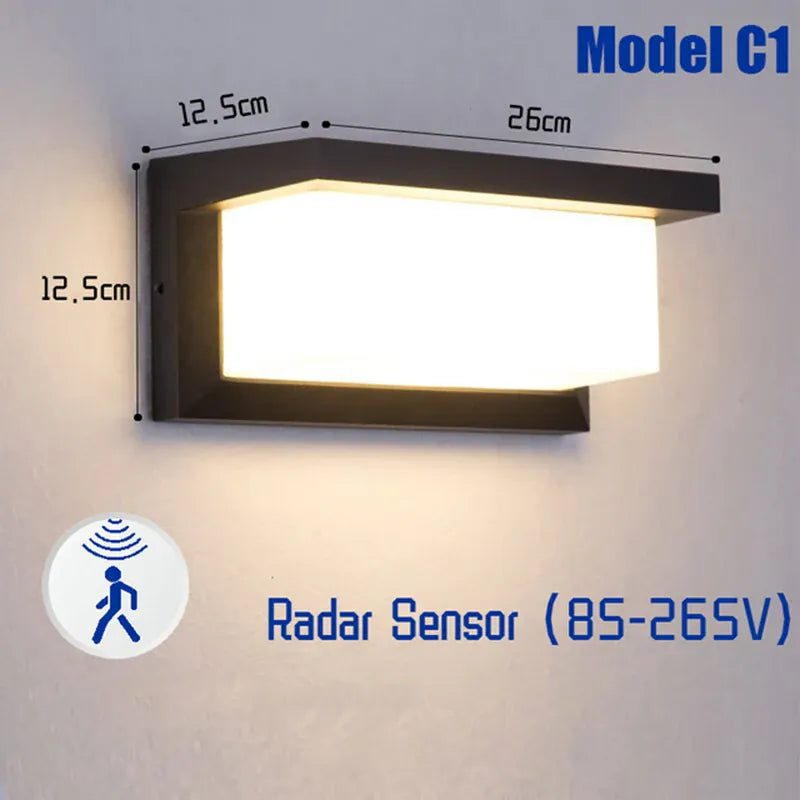 Verthara Premium Motion Sensor Outdoor Wall Light Cool white / D style
