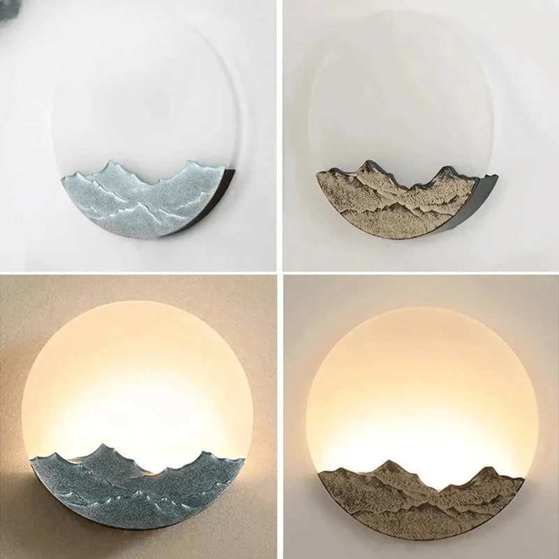 Verthara Premium Mountain-Water Pattern Round Outdoor Wall Light