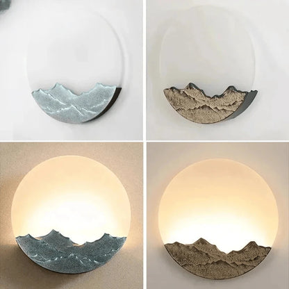 Verthara Premium Mountain-Water Pattern Round Outdoor Wall Light