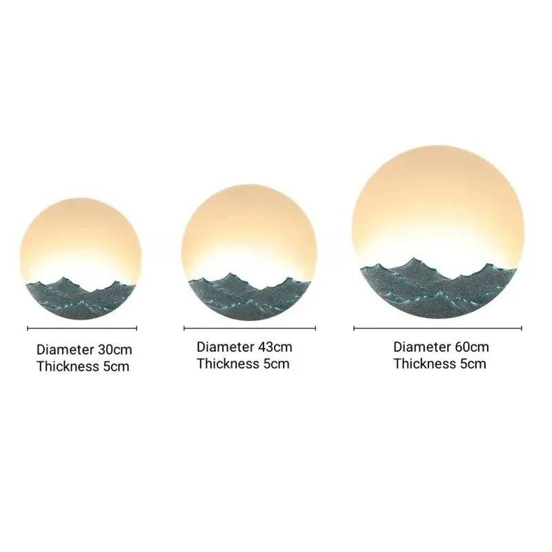 Verthara Premium Mountain-Water Pattern Round Outdoor Wall Light