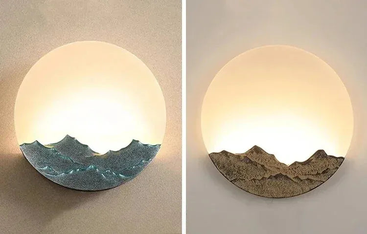 Verthara Premium Mountain-Water Pattern Round Outdoor Wall Light