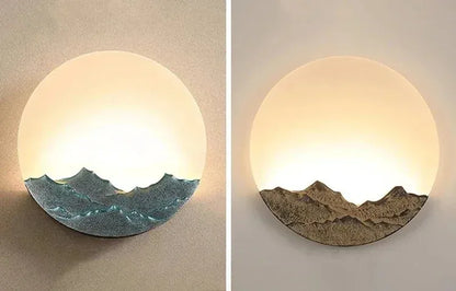 Verthara Premium Mountain-Water Pattern Round Outdoor Wall Light