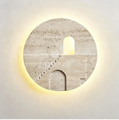 Verthara Premium Natural Stone Round Outdoor Wall Lamp Warm white