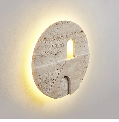 Verthara Premium Natural Stone Round Outdoor Wall Lamp Warm white