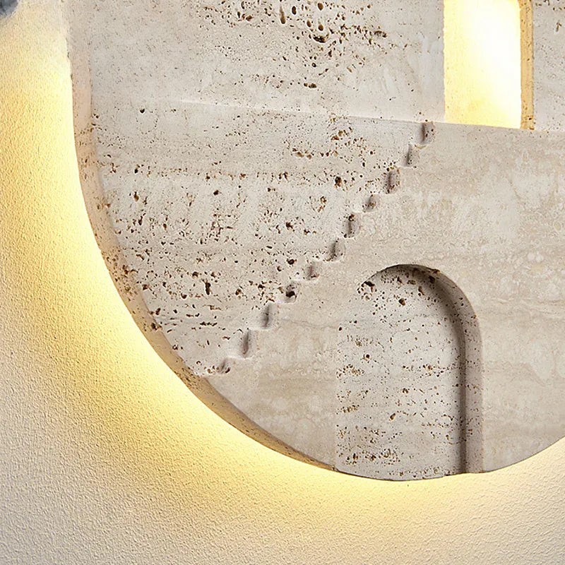 Verthara Premium Natural Stone Round Outdoor Wall Lamp Warm white